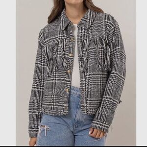 ShopEvelynne Black and White Plaid Utility Jacket